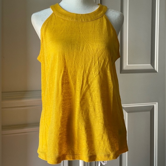 Joie Halter Neck Yellow Tank Top Shirt Size Medium 100% Linen - Picture 1 of 4